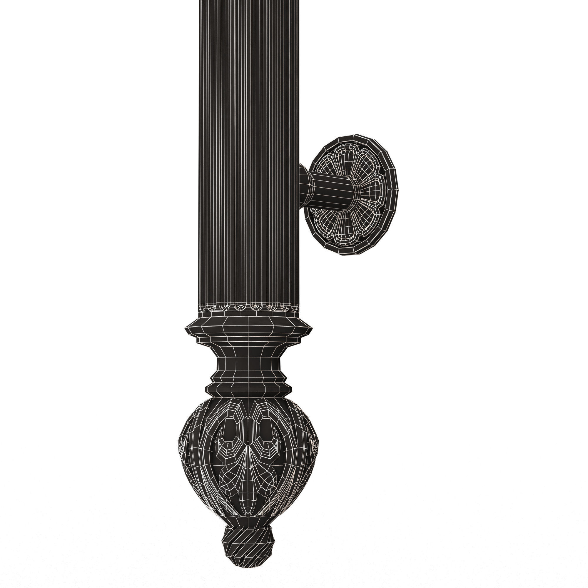 Classic Door Handle 06 Chrome Low-poly 3D model_9