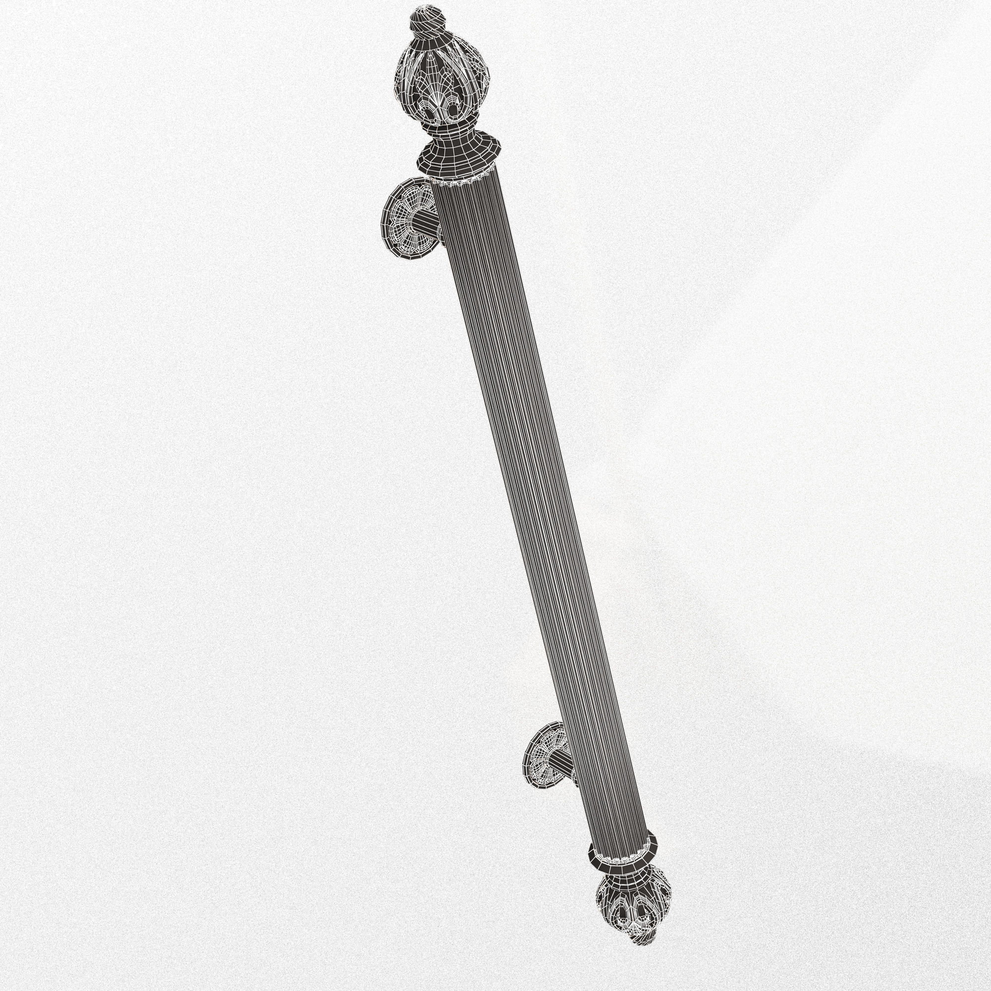 Classic Door Handle 06 Chrome Low-poly 3D model_10