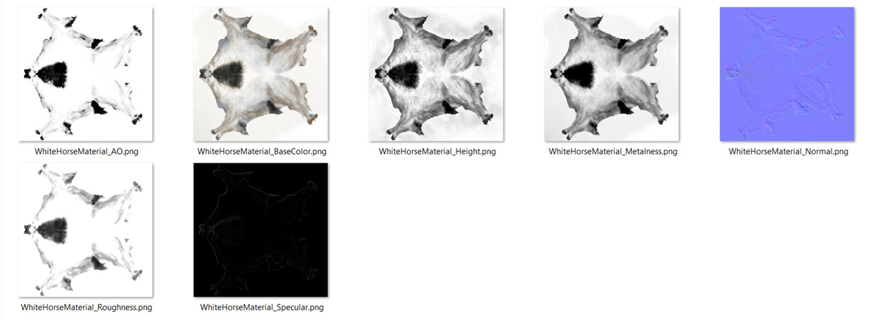 Rigged and animated white horse Low-poly 3D model_17