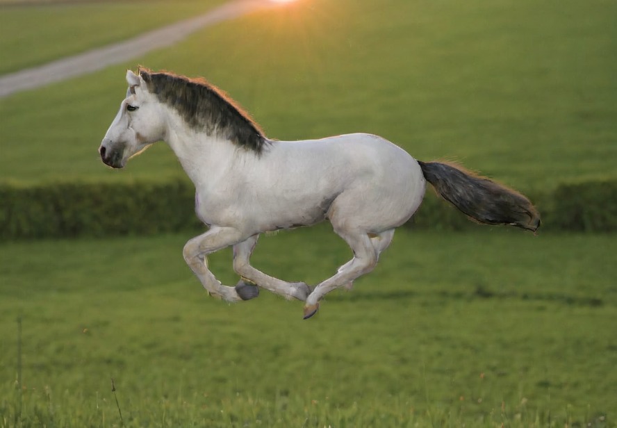 Rigged and animated white horse Low-poly 3D model_5