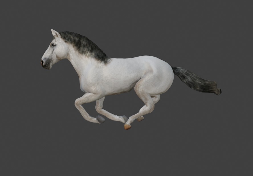 Rigged and animated white horse Low-poly 3D model_7