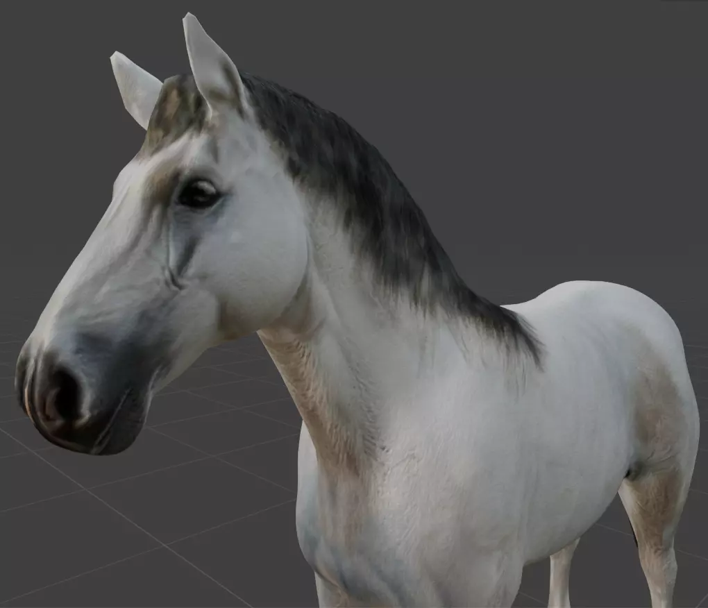 Rigged and animated white horse Low-poly 3D model_0