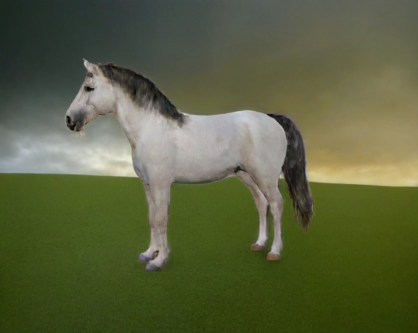 Rigged and animated white horse Low-poly 3D model_4