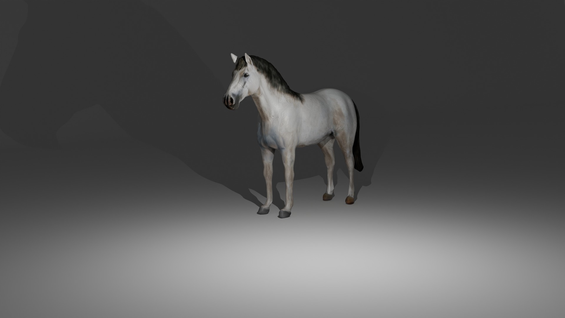Rigged and animated white horse Low-poly 3D model_9