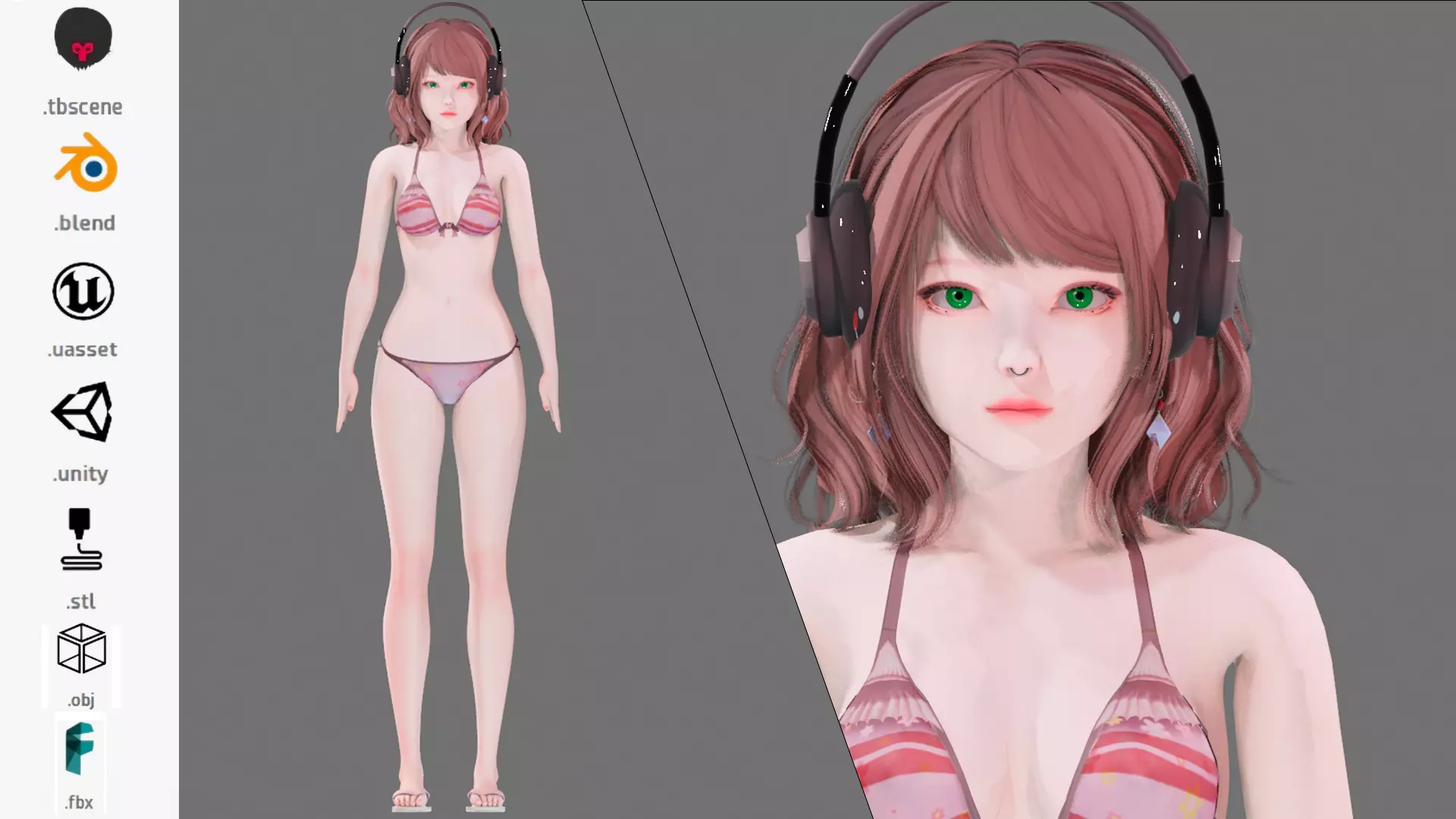 Bikini 0012 - UE5 - Unity - Blender - Animated Low-poly 3D model