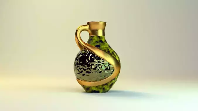 Low Poly Decorative Vase with Lamp Functionality 4k maps