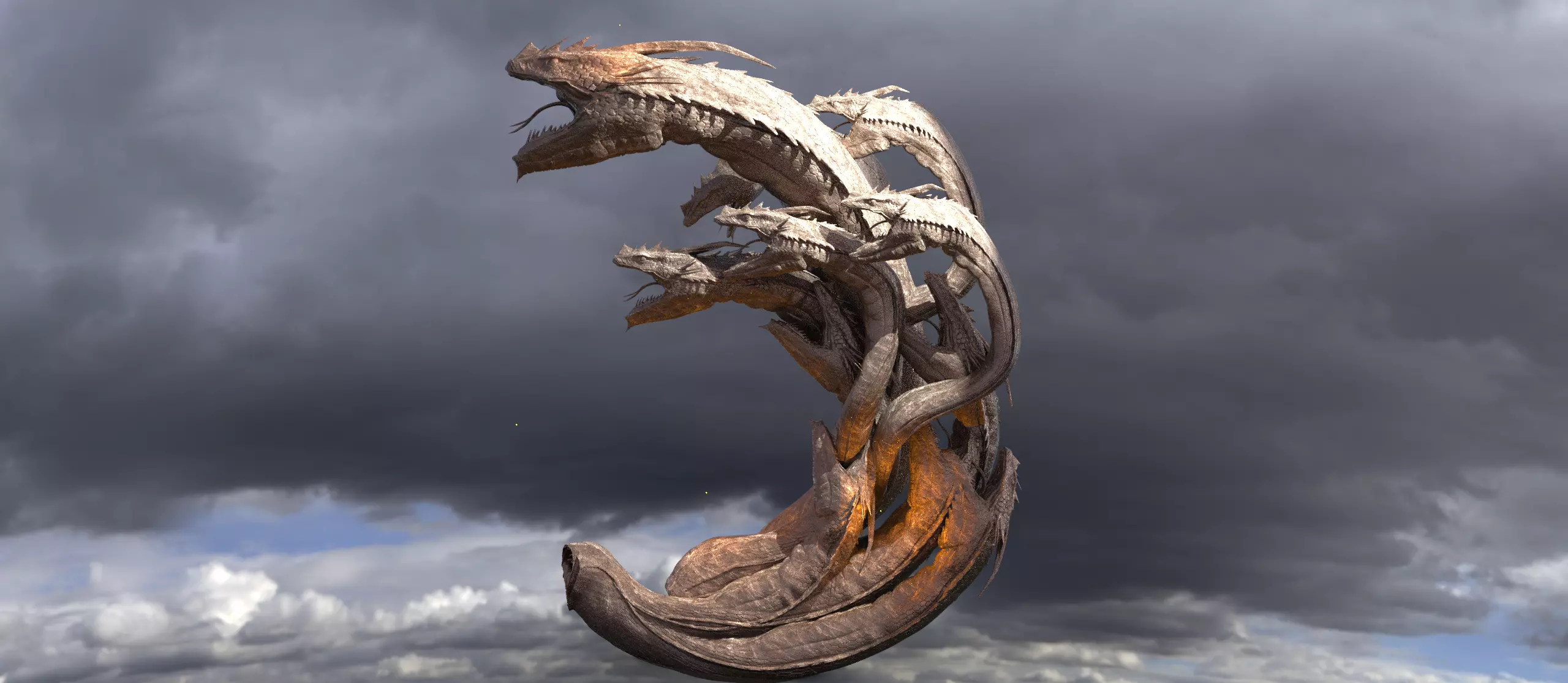 Ancient Greek Hydra Sculpture 3D model_0