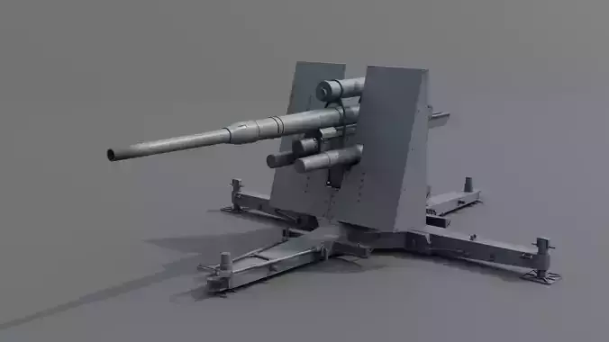 88mm Flak 36 Anti Aircraft Gun Low-poly 3D model