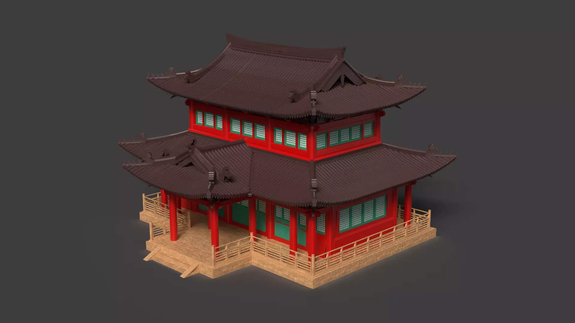 Chinese ancient house Low-poly 3D model