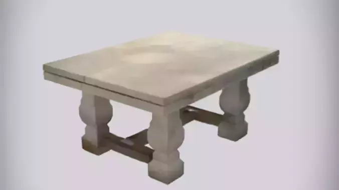 Rustic square stone table 3D model