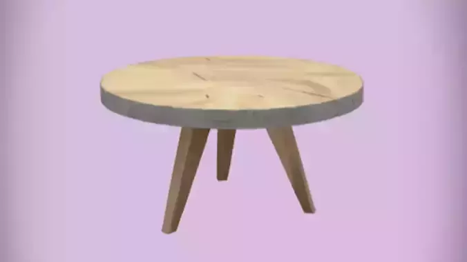 round wooden coffee table 3D model