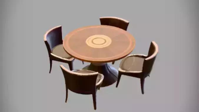 round conference table with chairs 3D model