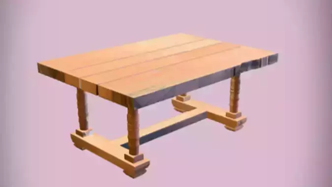 Rectangular wooden table 3D model
