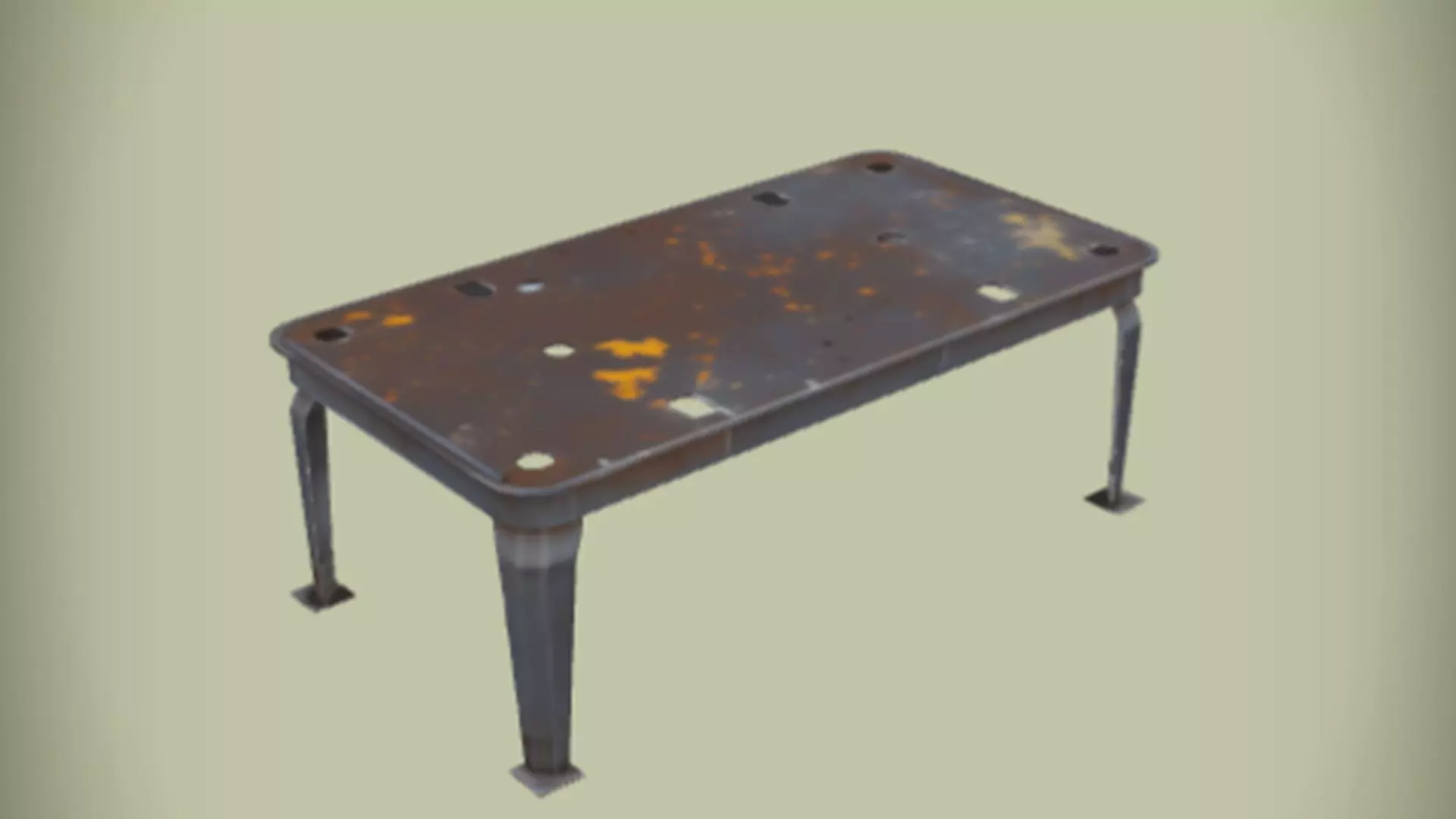 A rusty rectangular metal table 3D model_0