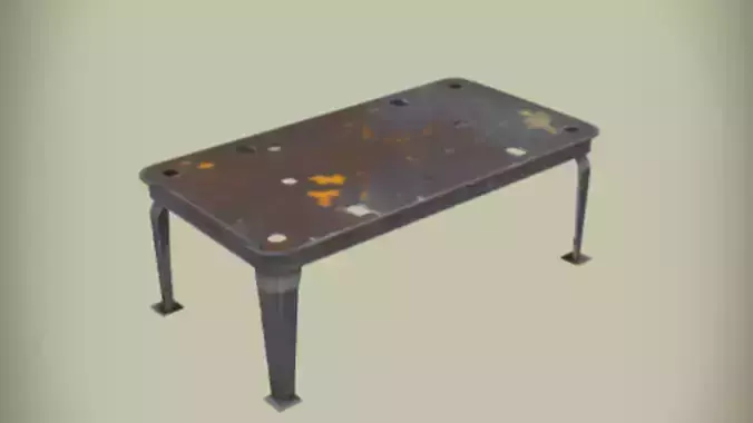A rusty rectangular metal table 3D model