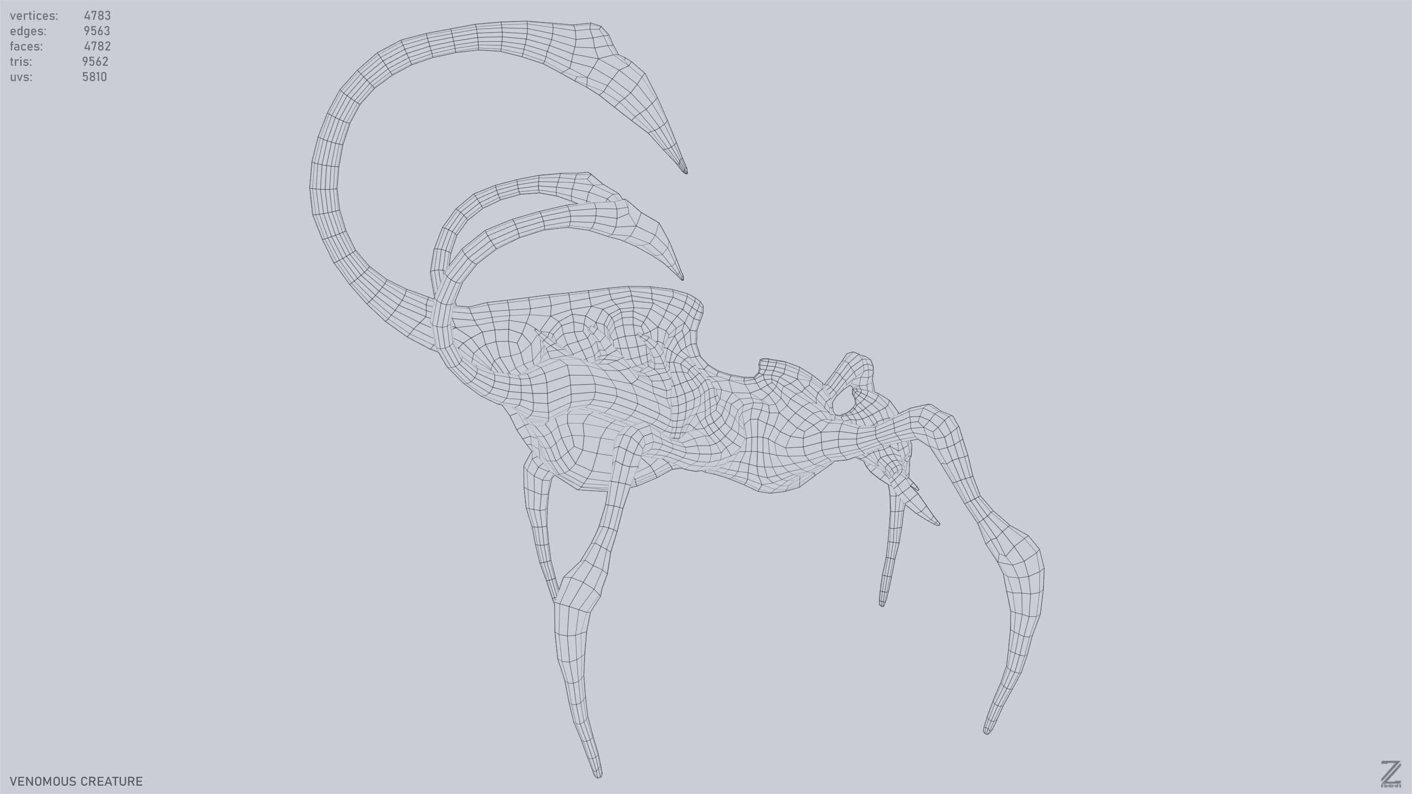 Venomous creature Low-poly 3D model_12