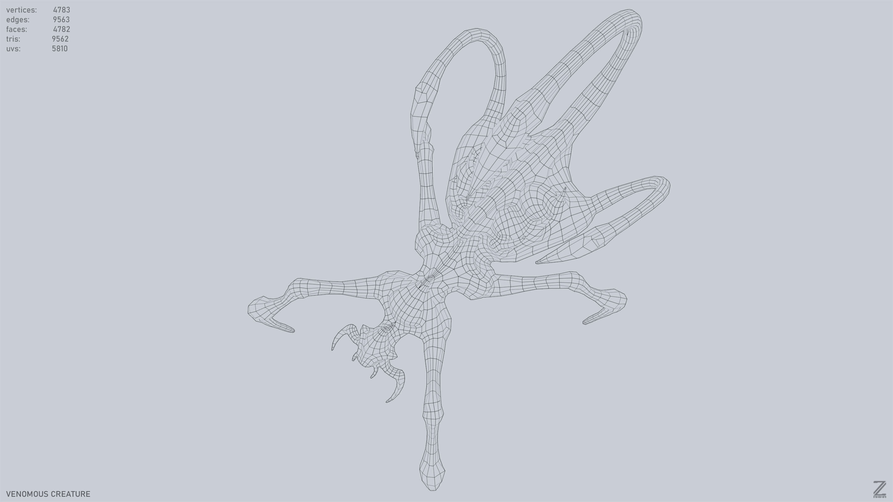 Venomous creature Low-poly 3D model_14