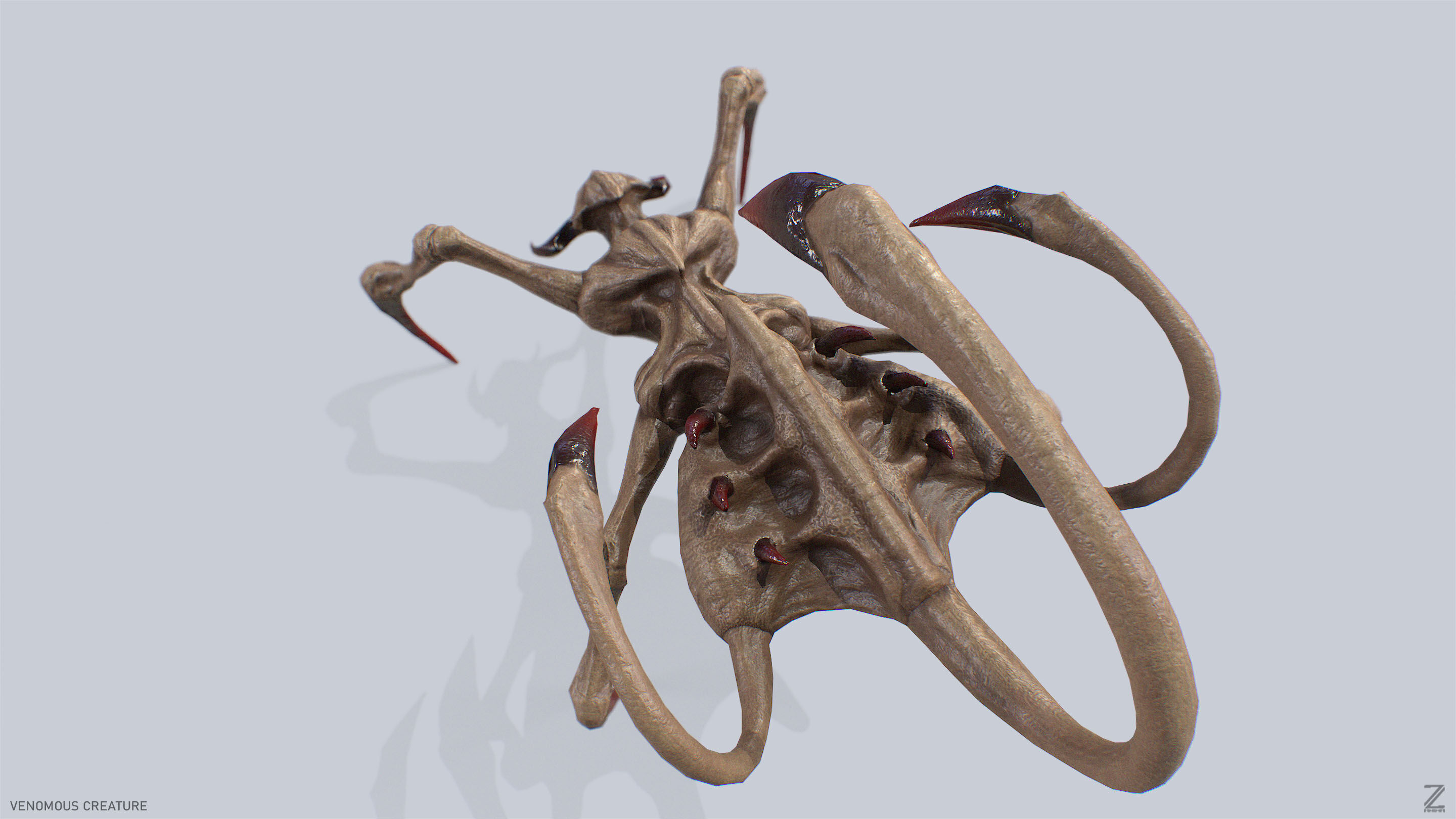 Venomous creature Low-poly 3D model_4