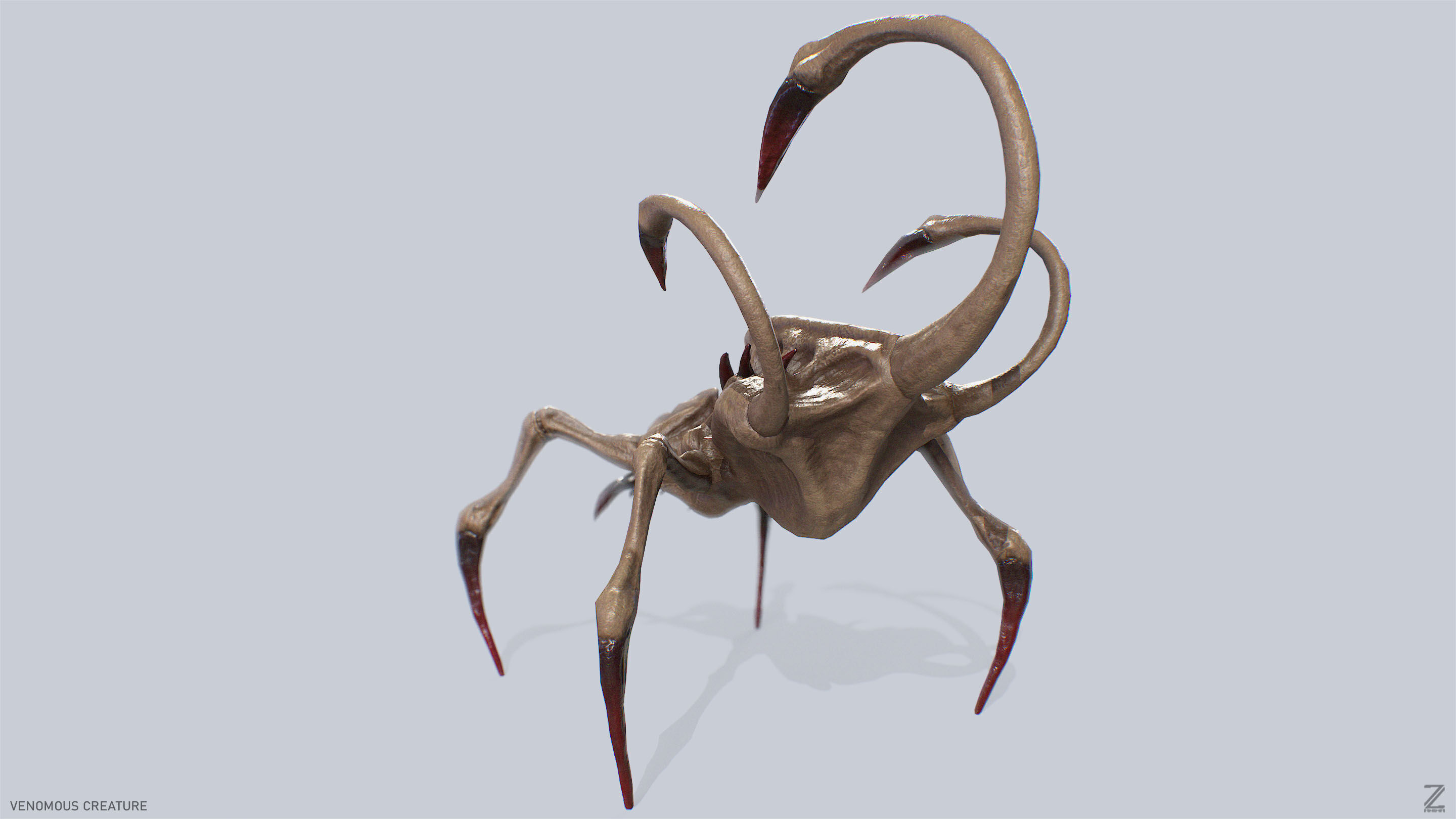 Venomous creature Low-poly 3D model_7