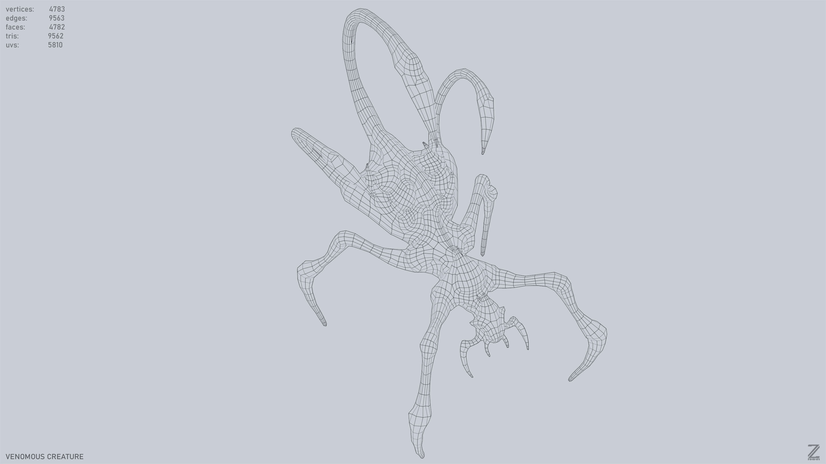 Venomous creature Low-poly 3D model_11