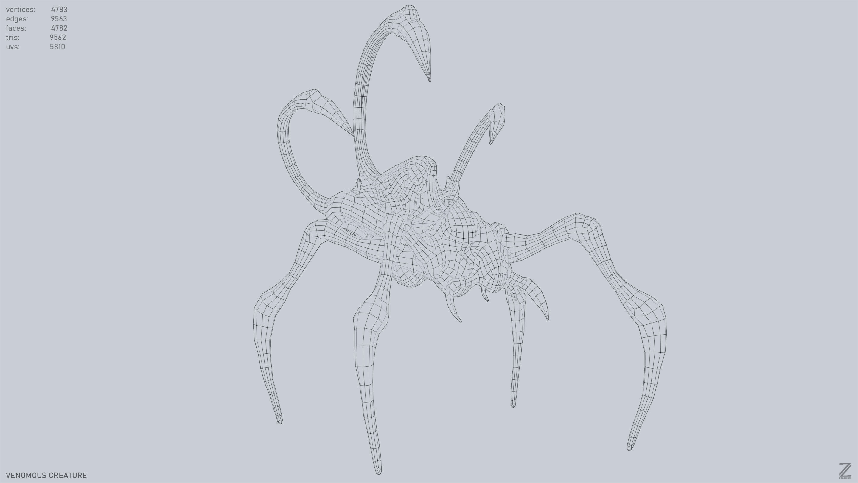 Venomous creature Low-poly 3D model_15