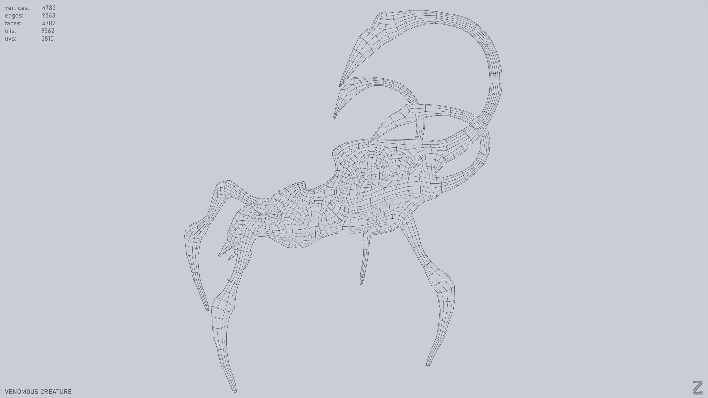 Venomous creature Low-poly 3D model_10