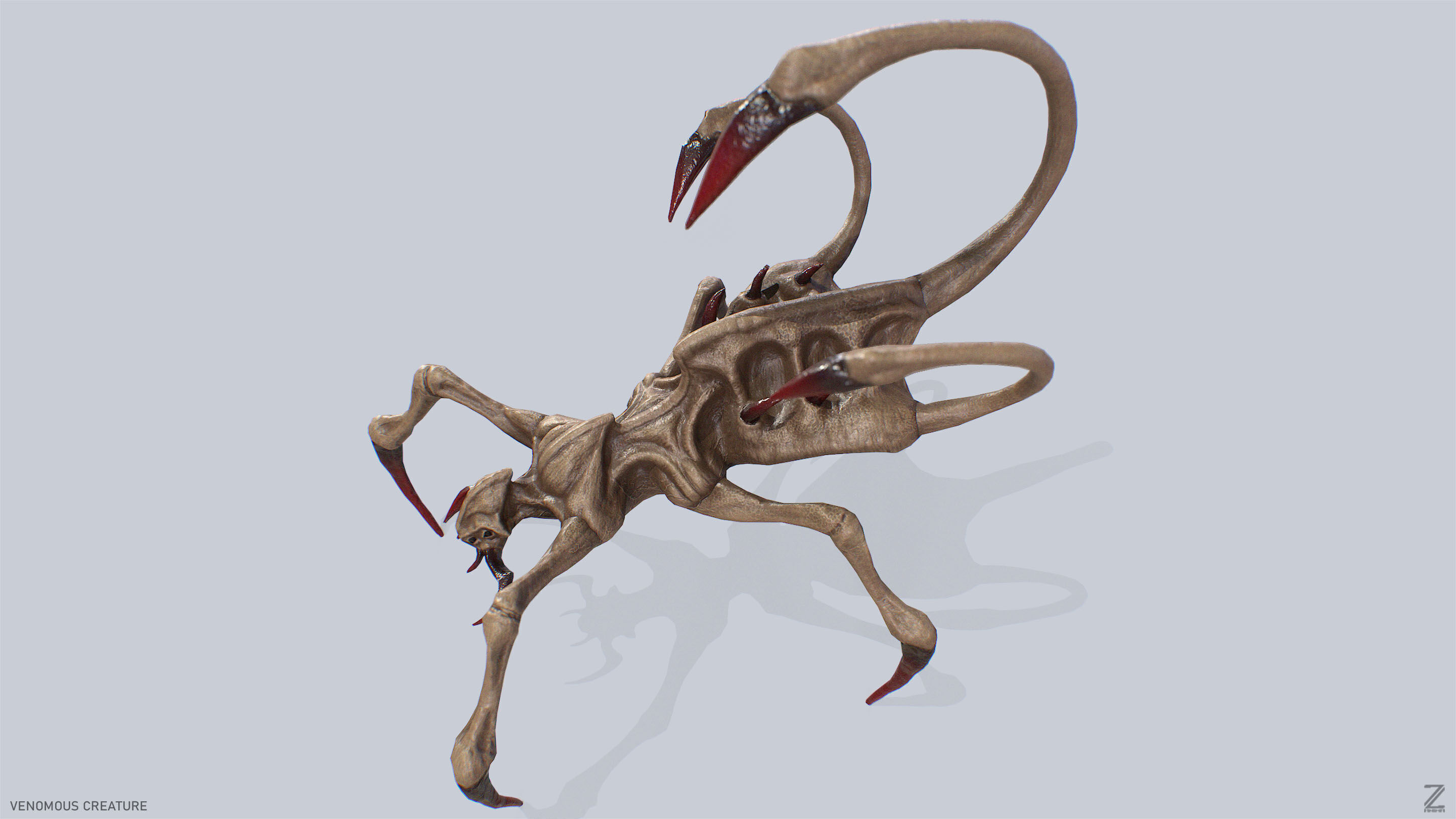 Venomous creature Low-poly 3D model_2