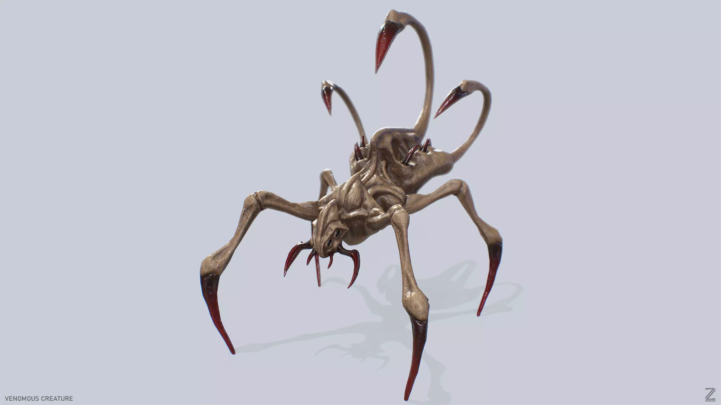 Venomous creature Low-poly 3D model_0