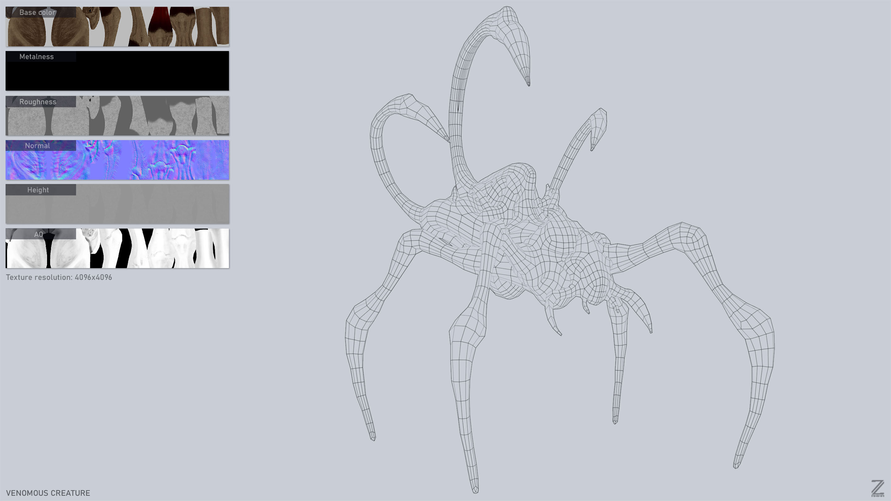 Venomous creature Low-poly 3D model_3