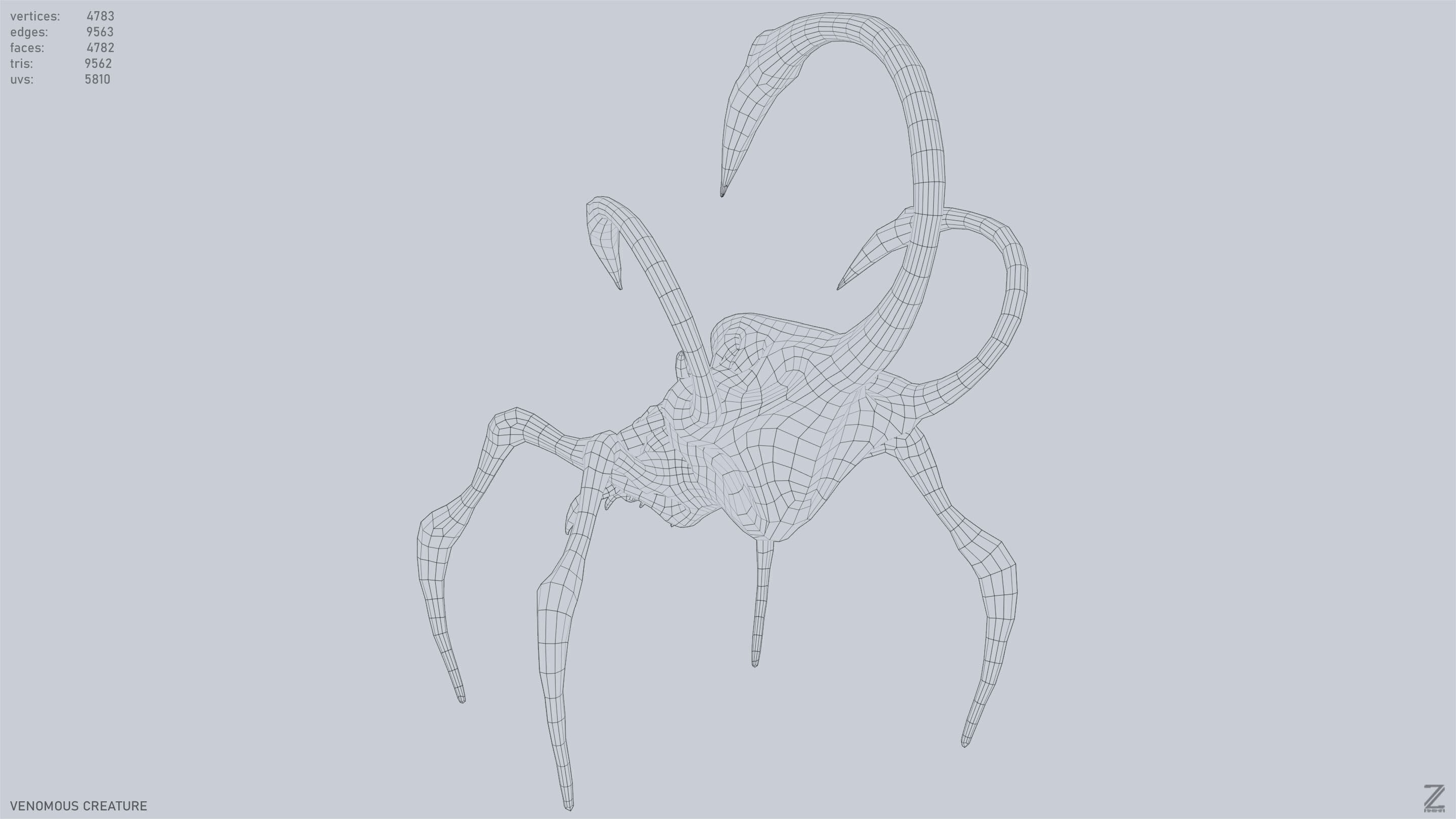 Venomous creature Low-poly 3D model_13