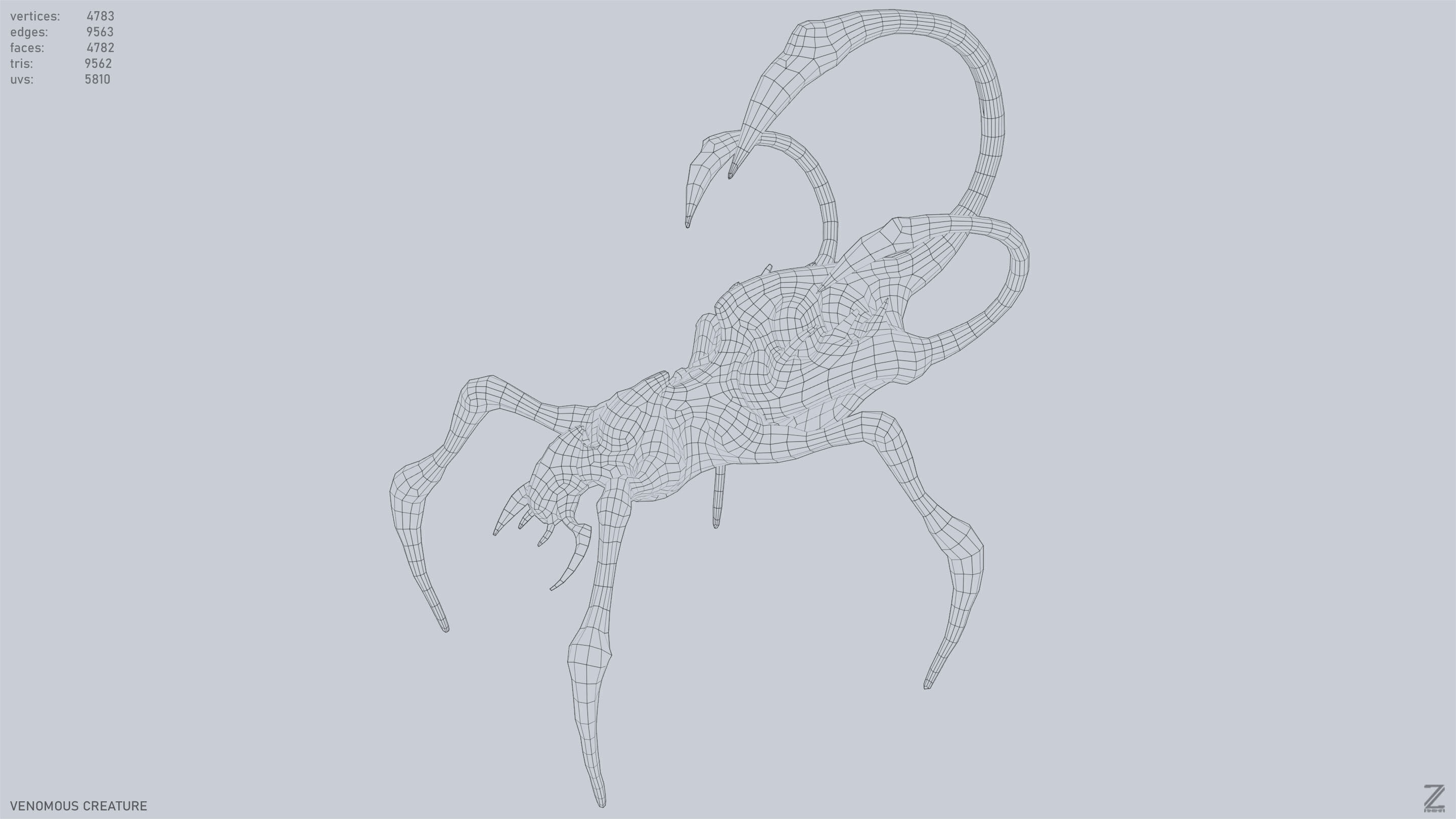 Venomous creature Low-poly 3D model_9