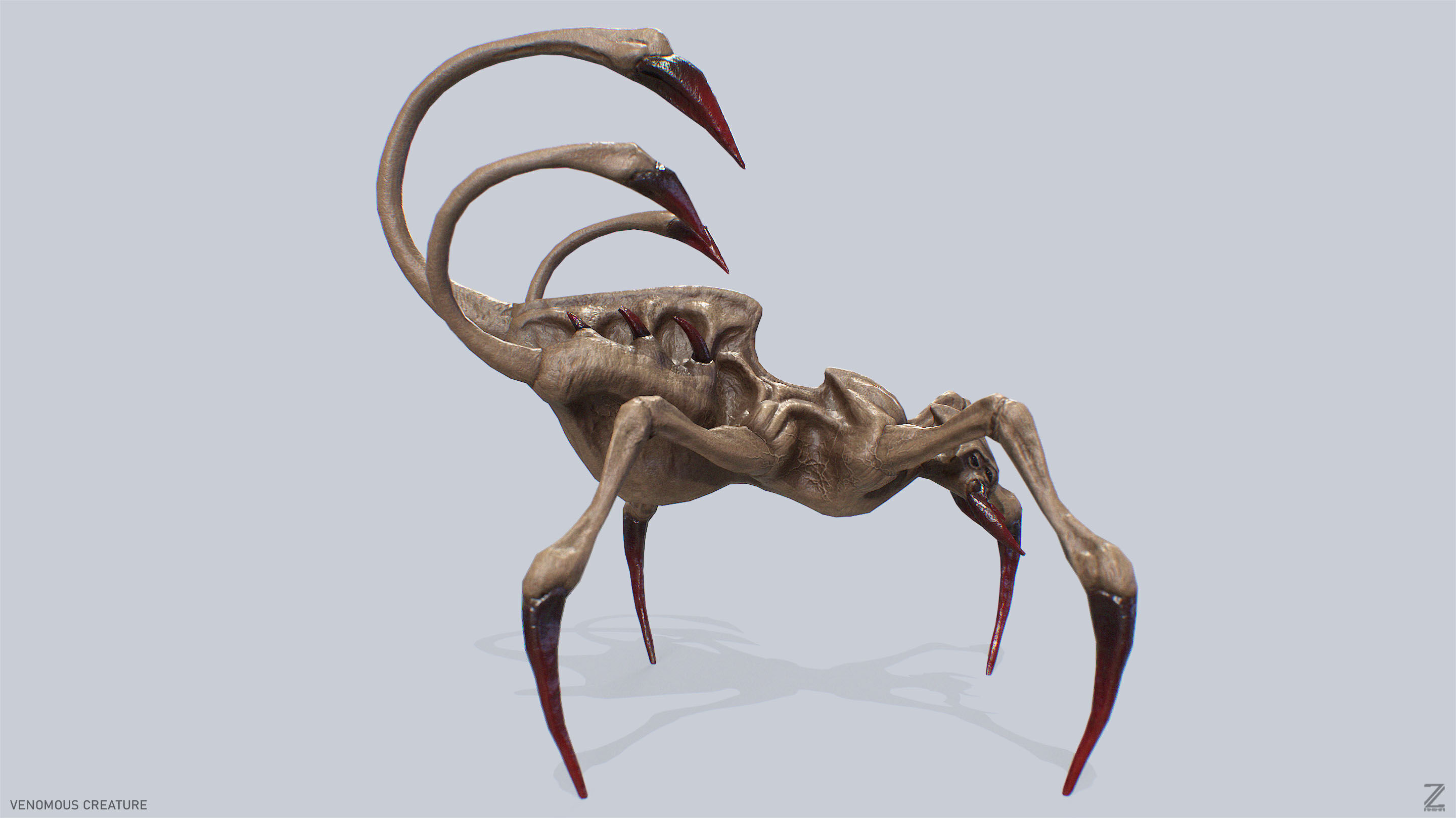 Venomous creature Low-poly 3D model_5