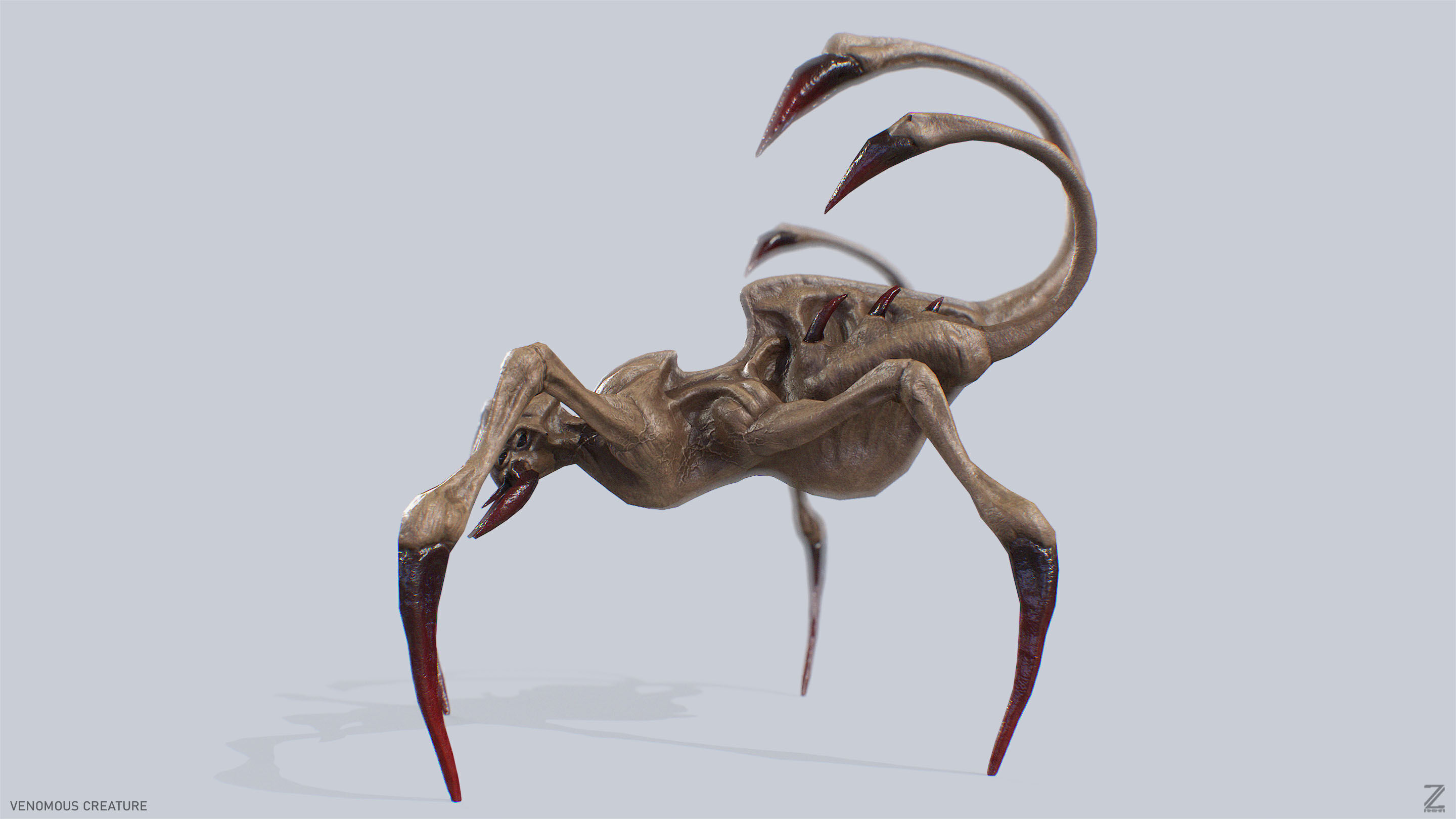 Venomous creature Low-poly 3D model_8