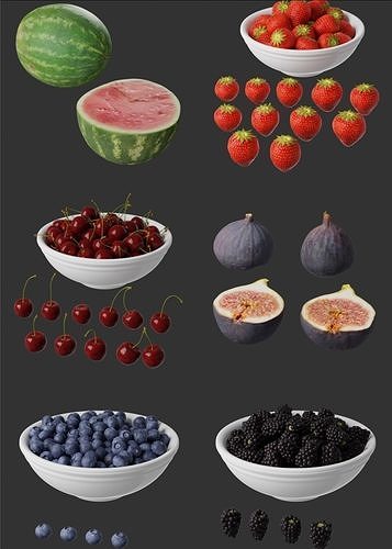 7 high detailed fruit models collection  3D model