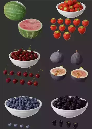 7 high detailed fruit models collection 