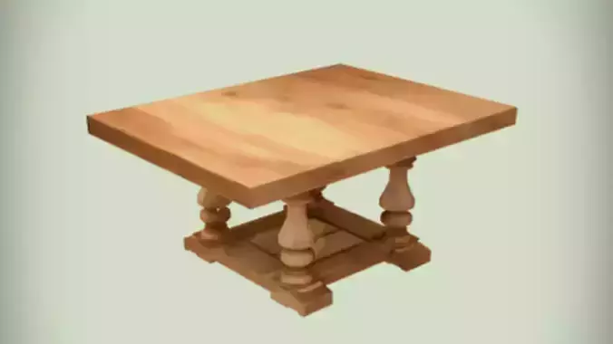 Wooden square dining table 3d Game ready Model
