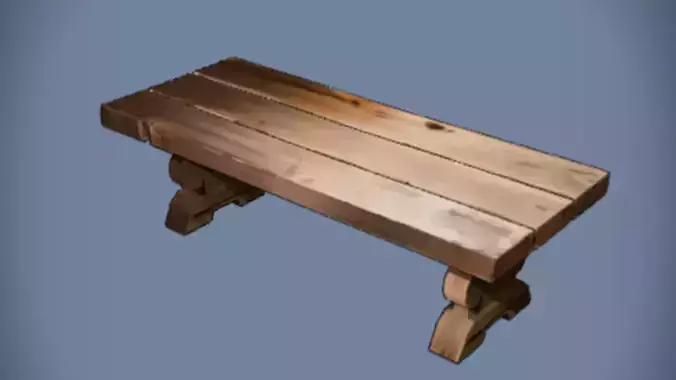 rustic wooden table  3D Game Ready Model