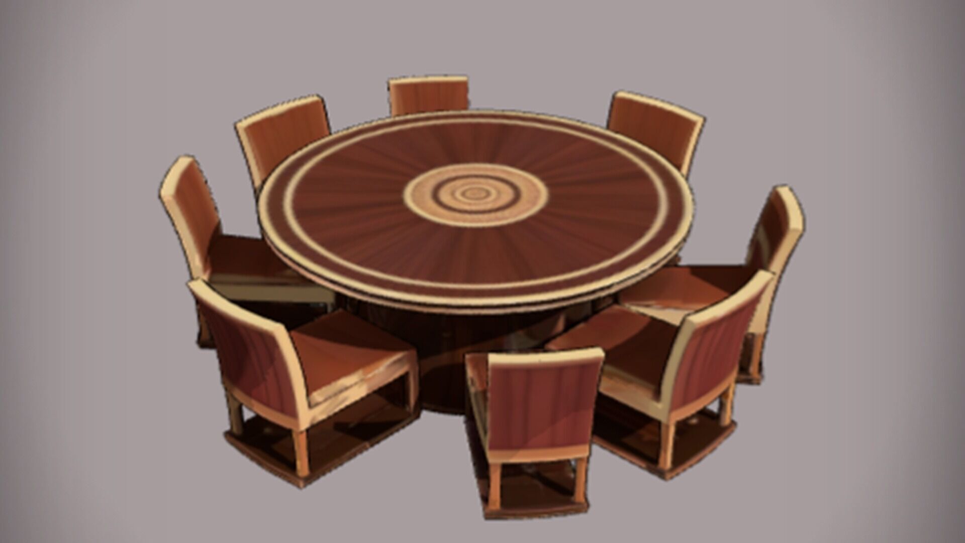 round dining table with chairs 3D model_6