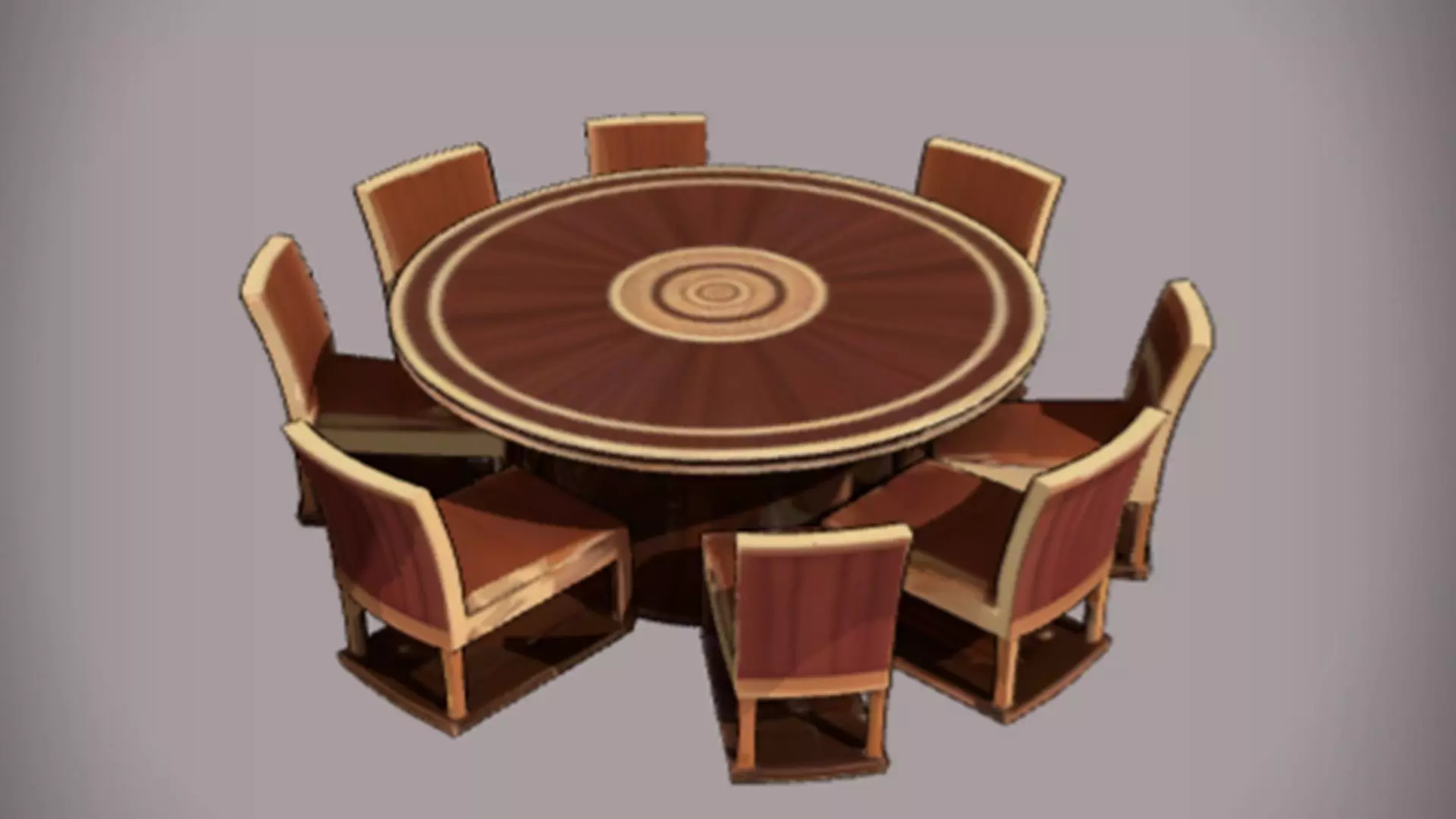 round dining table with chairs 3D model_0