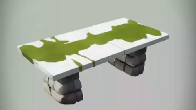 moss covered stone table 3D Game Ready Model 3D model