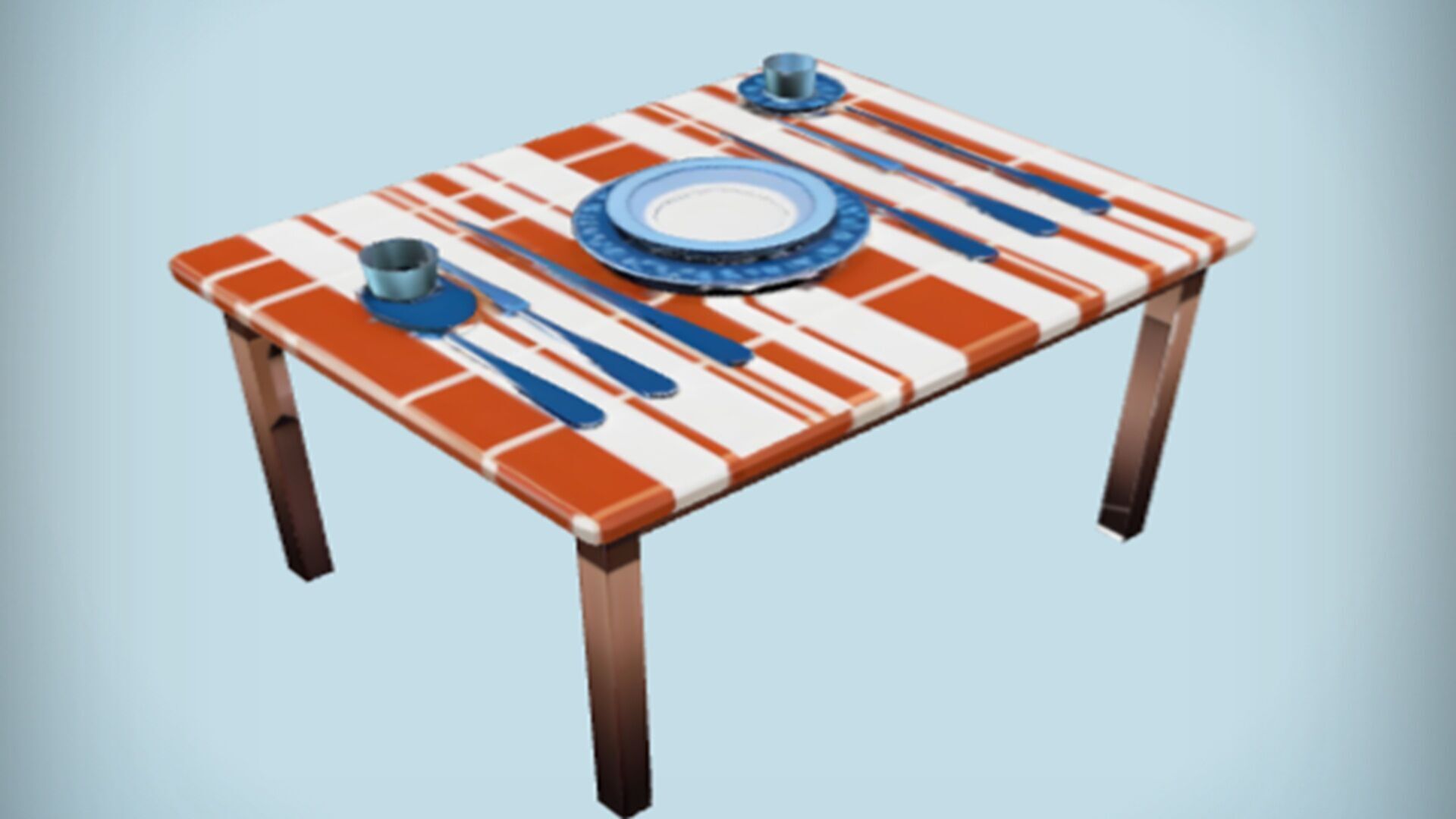 Dining table with table setting 3D model_8