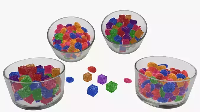 Fruit Jelly Sugar Gummy Candy Beans 3D model