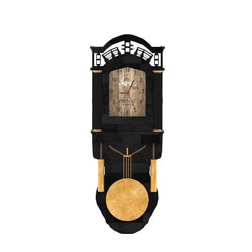 Black Pendulum Wall Clock 3D model Low-poly 3D model
