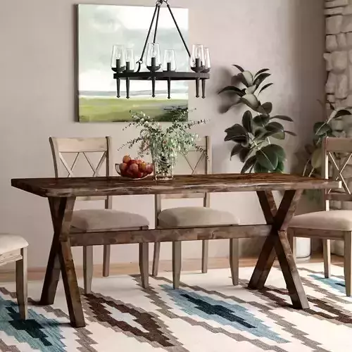 Orland Rubberwood Trestle Diner Table