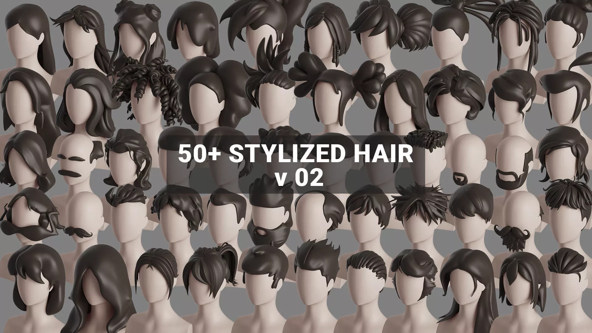 Stylised Hair Collection v 02 3D model