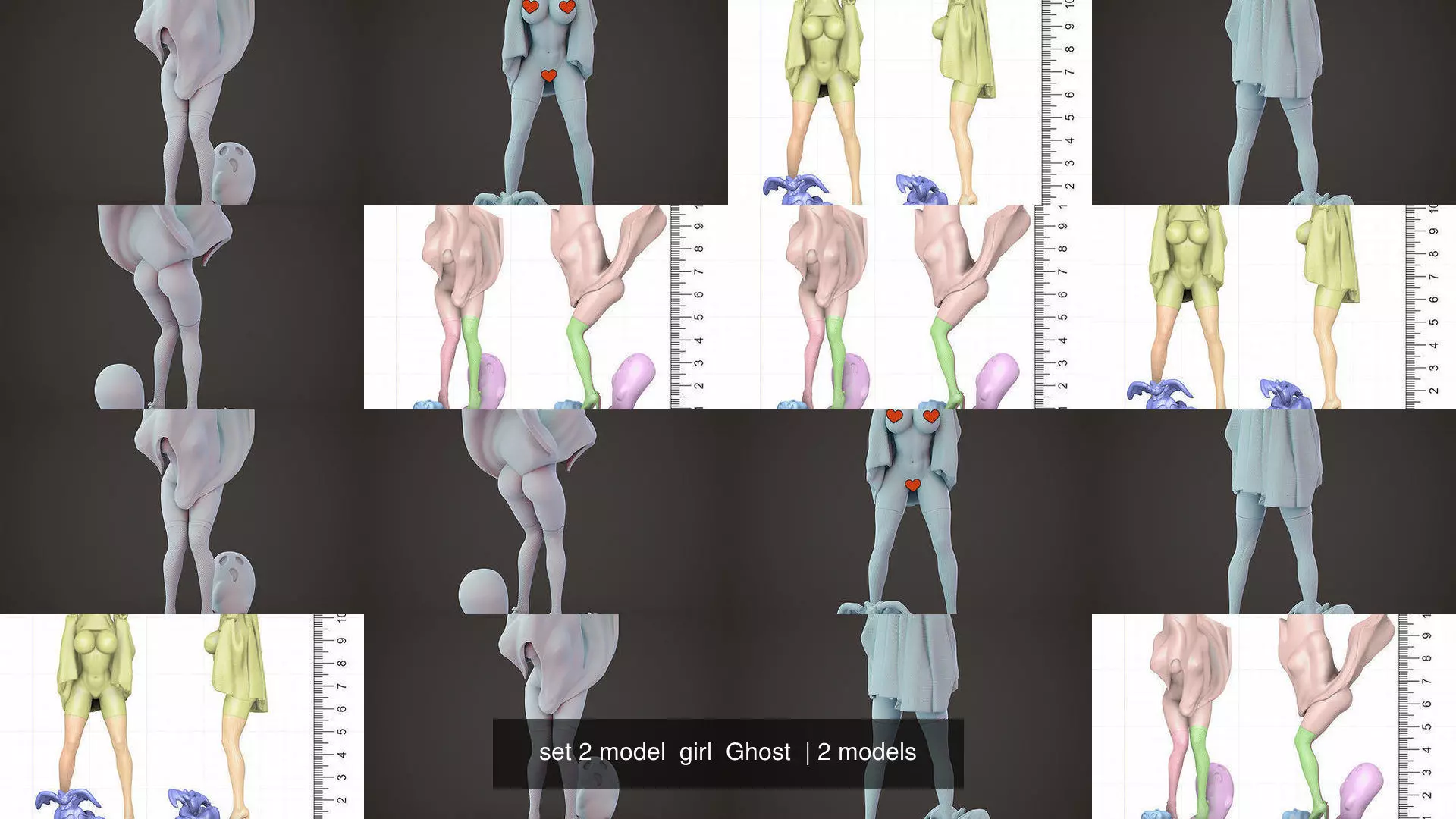 set 2 model girl Ghost 3D Model Collection_0