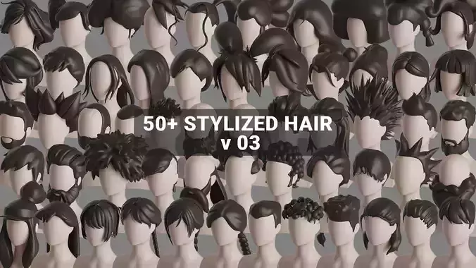Stylised Hair Collection v 03 3D model