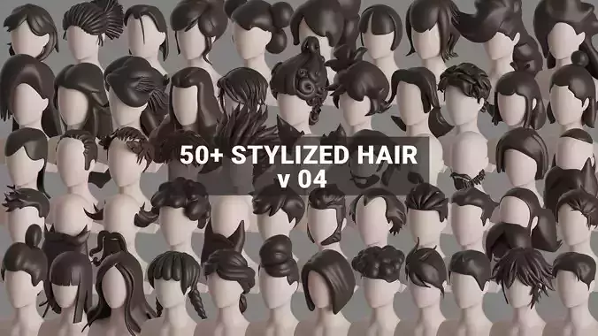Stylised Hair Collection v 04 3D model