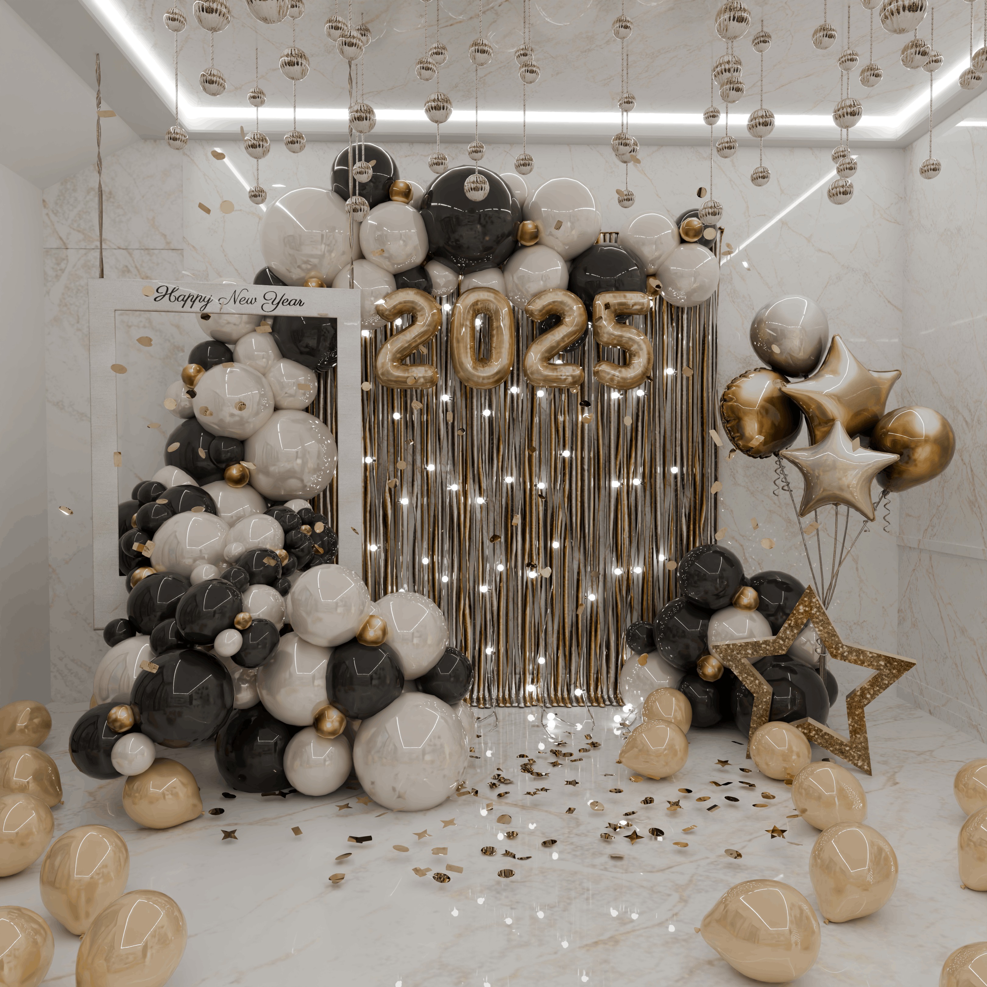 Happy New Year 2025 Blender Scene 3D model_1
