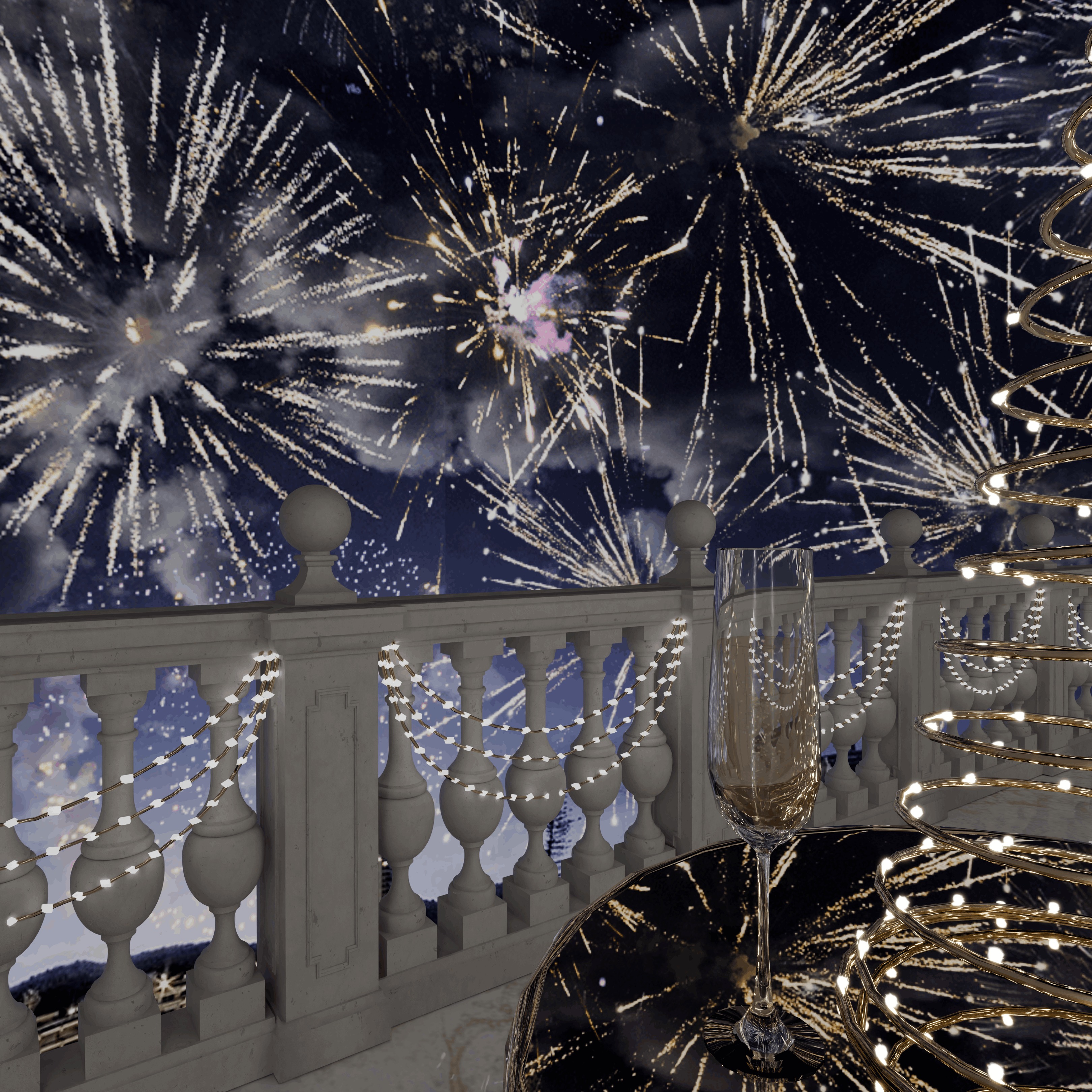 Happy New Year 2025 Blender Scene 3D model_7